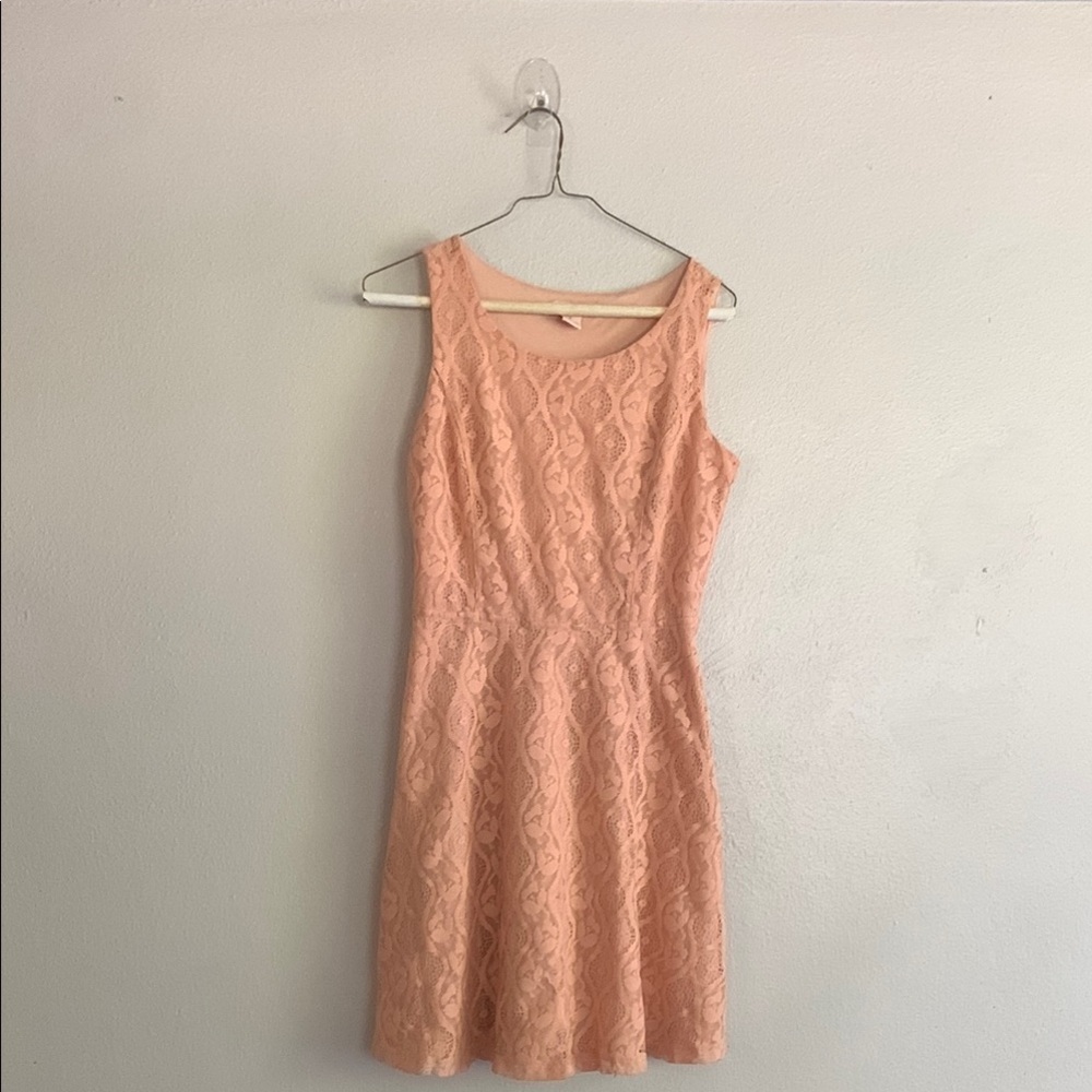 Elegant Lace Peach Dress